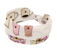 Joli bandeau large pour femme avec motif tasse de thé au lait - Bandeau turban antidérapant pour entraînement, yoga, sport, course à pied