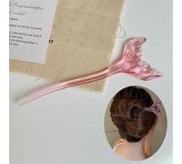 Joli bâton à cheveux pour chignons, épingle à cheveux en forme de queue de poisson en cristal, baguettes à cheveux vintage élégantes, accessoires de cheveux pour femmes et filles (rose)