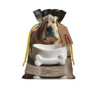 Joli bol en forme d'os de chien avec cordon de serrage pour cadeaux, sacs cadeaux réutilisables en tissu, pour les vacances et les fêtes