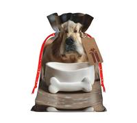 Joli bol en forme d'os de chien avec cordon de serrage pour cadeaux, sacs cadeaux réutilisables en tissu, pour les vacances et les fêtes