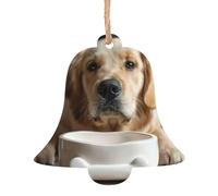 Joli bol en forme d'os de chien avec empreintes de pattes de chien - Ornements en bois à suspendre pour la maison, le bureau, la fête