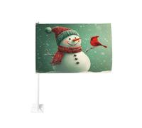 Joli bonhomme de neige de Noël oiseau rouge drapeau de voiture extérieur clip fenêtre 30 x 45 cm double face décoration de voiture