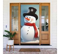 Joli bonhomme de neige - Décoration de porte d'entrée - Bannière à suspendre - Fond photo - Printemps - Été - Décoration saisonnière - Panneau de porche pour intérieur ou extérieur - Vacances de