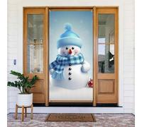 Joli bonhomme de neige - Décoration de porte d'entrée - Bannière à suspendre - Fond photo - Printemps - Été - Décoration saisonnière - Panneau de porche pour intérieur ou extérieur - Vacances de