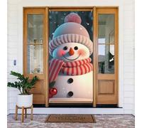 Joli bonhomme de neige - Décoration de porte d'entrée - Bannière à suspendre - Fond photo - Printemps - Été - Décoration saisonnière - Panneau de porche pour intérieur ou extérieur - Vacances de