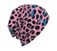 Joli bonnet à imprimé léopard turquoise pour femme, bonnet unisexe avec tête de mort, bonnet d'hiver, doux et confortable, bonnet de chimio, bonnet de sommeil confortable pour la perte de cheveux