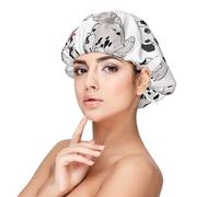Joli bonnet dalmatien en satin de soie, bonnet de cheveux pour dormir, bonnet de sommeil doux double couche en soie pour femme, cheveux naturels bouclés, cheveux longs tressés