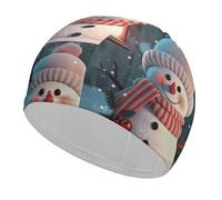 Joli bonnet de bain bonhomme de neige, bonnet de bain haute élasticité pour homme et femme, durable, imperméable, garde les cheveux au sec, parfait pour la piscine, la plage, la natation sur les