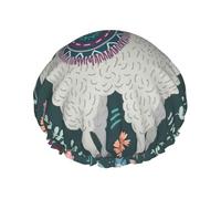 Joli bonnet de douche à imprimé floral lama, bonnet de douche doublé pour femme, réutilisable, double couche imperméable