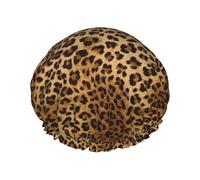 Joli bonnet de douche à imprimé léopard pour femme, léger, réutilisable, doux, double couche, étanche, étanche.