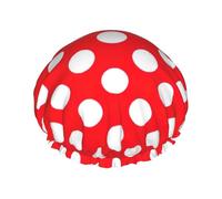 Joli bonnet de douche à pois avec élastique et réutilisable pour cheveux longs et courts, bonnet double couche