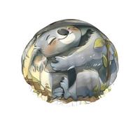 Joli bonnet de douche avec imprimé koala maman et bébé, bande élastique, double couche imperméable, chapeau de cheveux de bain, pour homme et femme