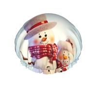 Joli bonnet de douche de Noël réutilisable et imperméable pour homme et femme avec bande élastique - Bonnet de bain double couche lavable pour toutes les coiffures - Facile à transporter