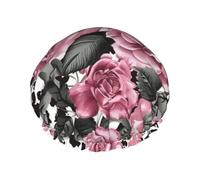 Joli bonnet de douche doublé double couche motif léopard imprimé rose, bonnet de douche réutilisable pour femme