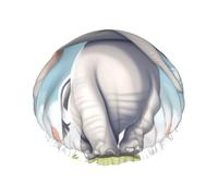 Joli bonnet de douche éléphant pour homme et femme - Grand bonnet de douche réutilisable double couche imperméable - Bonnet de bain avec bande élastique - Pour toutes les coiffures - Facile à