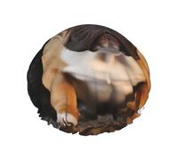 Joli bonnet de douche en forme de bouledogue français pour femme - Double couche - Bonnet de bain épais réutilisable et imperméable avec bande élastique - Lavable - Pour homme et femme - Spa et salon