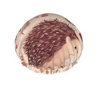 Joli bonnet de douche en forme de hérisson réutilisable et imperméable pour homme et femme avec bande élastique - Bonnet de bain double couche lavable pour toutes les coiffures - Facile à transporter