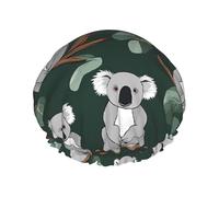 Joli bonnet de douche imperméable à imprimé koala extra large - Double couche de protection pour cheveux longs/bouclés - Réutilisable et facile à transporter.