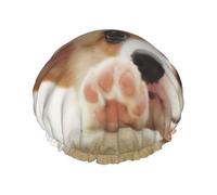 Joli bonnet de douche imprimé corgi pour femme, grande bande élastique lavable