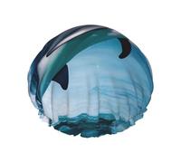 Joli bonnet de douche imprimé dauphin pour femme, léger, réutilisable, doux, double couche, étanche, étanche.