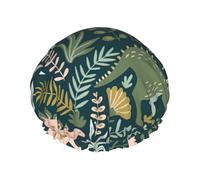Joli bonnet de douche imprimé dinosaure, bonnet de douche doublé pour femme, réutilisable, double couche imperméable