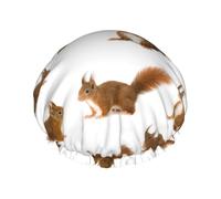 Joli bonnet de douche imprimé écureuil, bonnet de douche doublé pour femme, réutilisable, double couche imperméable