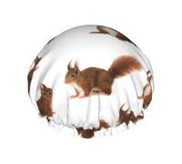 Joli bonnet de douche imprimé écureuils, bonnet de douche doublé pour femme, réutilisable, double couche imperméable