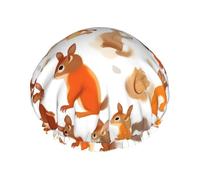 Joli bonnet de douche imprimé écureuils, bonnet de douche doublé pour femme, réutilisable, double couche imperméable