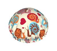 Joli bonnet de douche imprimé escargot pour femme, léger, réutilisable, doux, double couche, étanche, étanche.