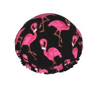 Joli bonnet de douche imprimé flamants roses pour femmes, réutilisable, double couche, élégant et doux, avec doublure élastique