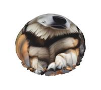 Joli bonnet de douche imprimé Huskys - Bandeau élastique - Double couche imperméable - Pour homme et femme