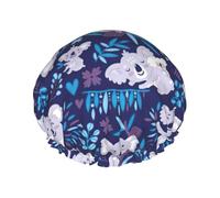 Joli bonnet de douche imprimé koala, bonnet de douche doublé pour femme, réutilisable, double couche imperméable