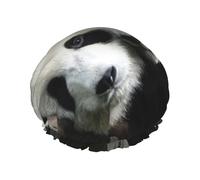 Joli bonnet de douche imprimé pandas, bonnet de douche doublé pour femme, réutilisable, double couche imperméable
