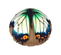 Joli bonnet de douche imprimé petit papillon pour homme et femme - Réutilisable, double couche imperméable, durable, respirant