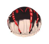 Joli bonnet de douche imprimé petite araignée rouge, réutilisable, spécialement conçu pour les cheveux longs des femmes, structure double couche, adapté pour le bain.