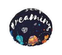 Joli bonnet de douche imprimé planète, bonnet de douche doublé pour femme, réutilisable, double couche imperméable