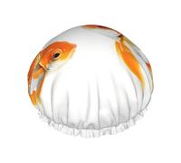 Joli bonnet de douche imprimé poisson rouge pour femme, léger, réutilisable, doux, double couche, étanche, étanche.