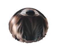 Joli bonnet de douche imprimé raton laveur (1) pour femme, léger, réutilisable, doux, double couche imperméable, étanche.