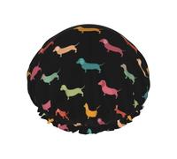 Joli bonnet de douche imprimé teckel pour femme, léger, réutilisable, doux, double couche étanche, étanche.