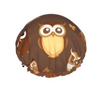 Joli bonnet de douche marron avec imprimé hibou, bonnet de douche pour femme, réutilisable, imperméable, séchage rapide