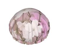 Joli bonnet de douche pour femme avec imprimé papillon - Bonnet de douche élastique réutilisable - Bonnet de douche double couche