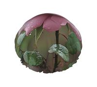 Joli bonnet de douche pour femme avec imprimé roses - Bonnet de douche élastique réutilisable - Bonnet de douche double couche