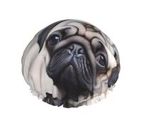 Joli bonnet de douche réutilisable et imperméable pour homme et femme avec bande élastique - Bonnet de bain double couche lavable pour toutes les coiffures - Facile à transporter