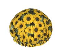 Joli bonnet de douche tournesol pour homme - Réutilisable - Imperméable - Long et épais - Soin des cheveux courts et enfants