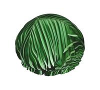 Joli bonnet de douche vert en forme de feuilles de palmier avec une double couche, maintient bien vos cheveux, que ce soit pendant la douche ou le bain.