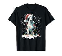 Joli Bonnet de Père Noël Border Collie lumières de Noël Chien T-Shirt