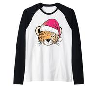 Joli Bonnet de Père Noël léopard Joie de Noël Manche Raglan