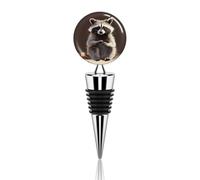 Joli bouchon de bouteille de vin réutilisable en forme de raton laveur - Bouchon décoratif amusant - Élégant et durable - Parfait pour les fêtes et les cadeaux