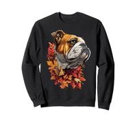 Joli Bouledogue Britannique avec Feuilles d'automne et Fleurs d'automne Sweatshirt