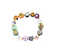 Joli bracelet d'Halloween - Citrouille, fantôme, tête de mort, argile polymère, bijoux extensibles pour femme, cadeau effrayant amusant et accessoires de fête à thème, taille unique, Zinc, Pas de
